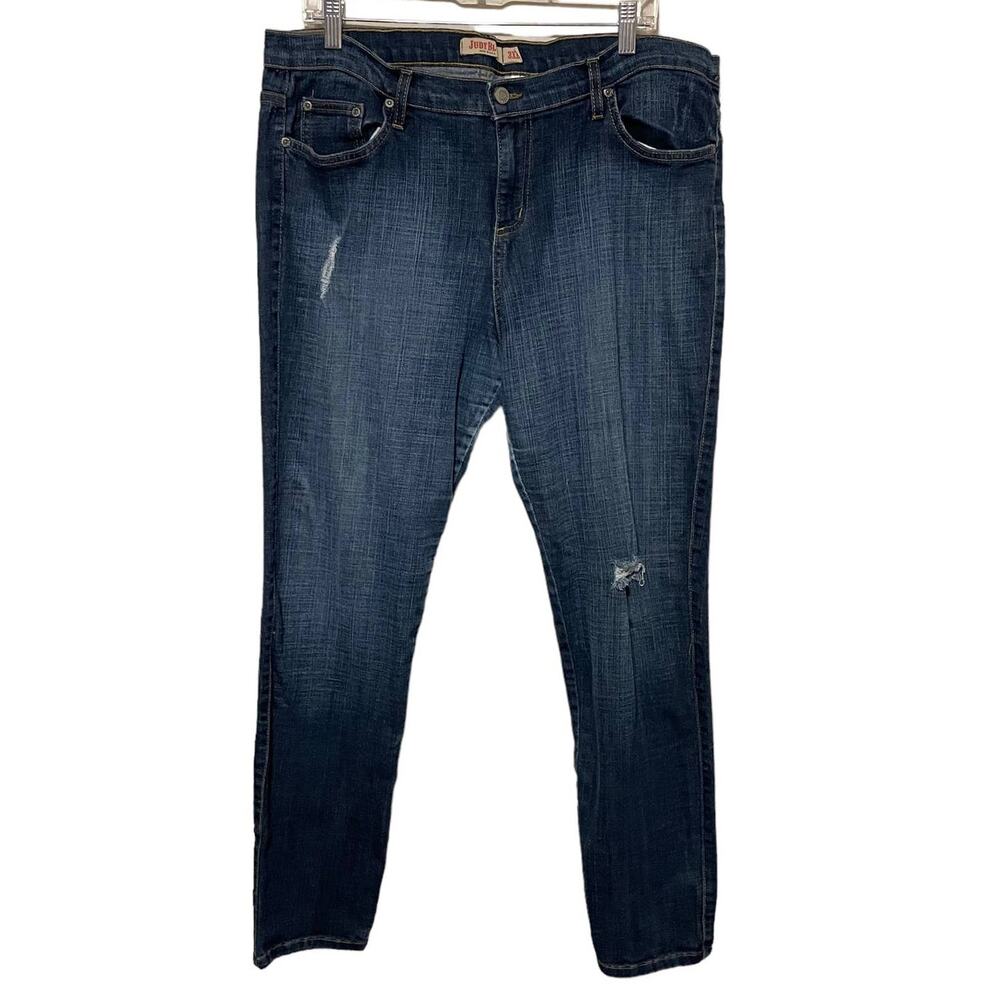 Judy Blue Straight Leg Plus Size Medium Wash‎ Distressed Jeans
